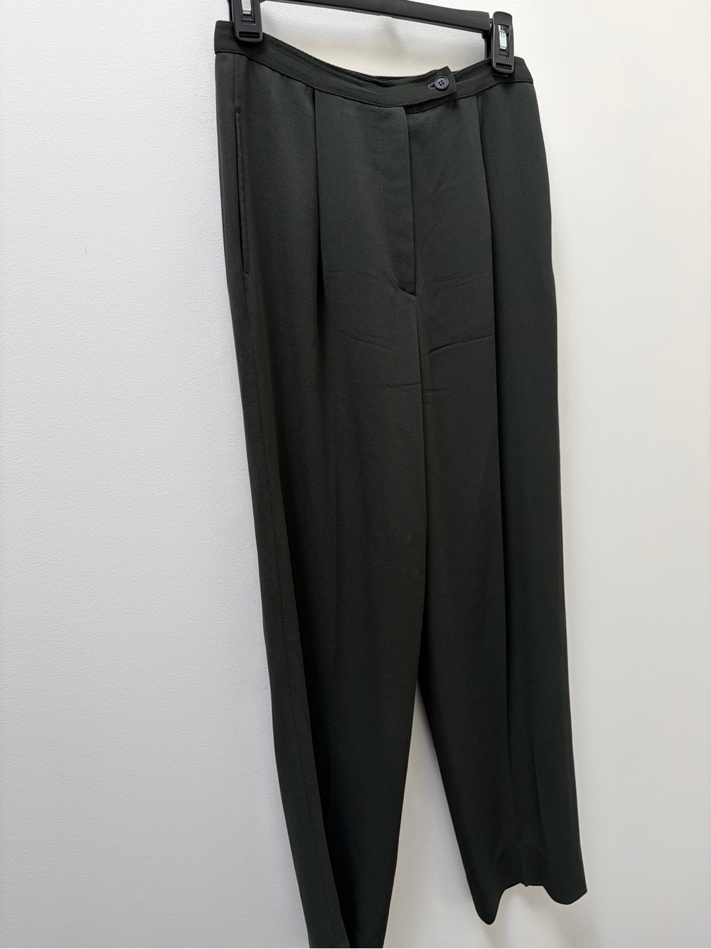 Calvin Klein Collection Vintage 90s Green Pleated Wool Blend Trouser Size 6 - Picture 3 of 8